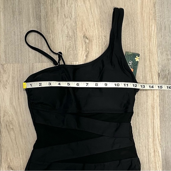 NWT Blooming Jelly One Piece Swimsuit One Shoulder Strap Mesh Cutout Size XS - Picture 3 of 9